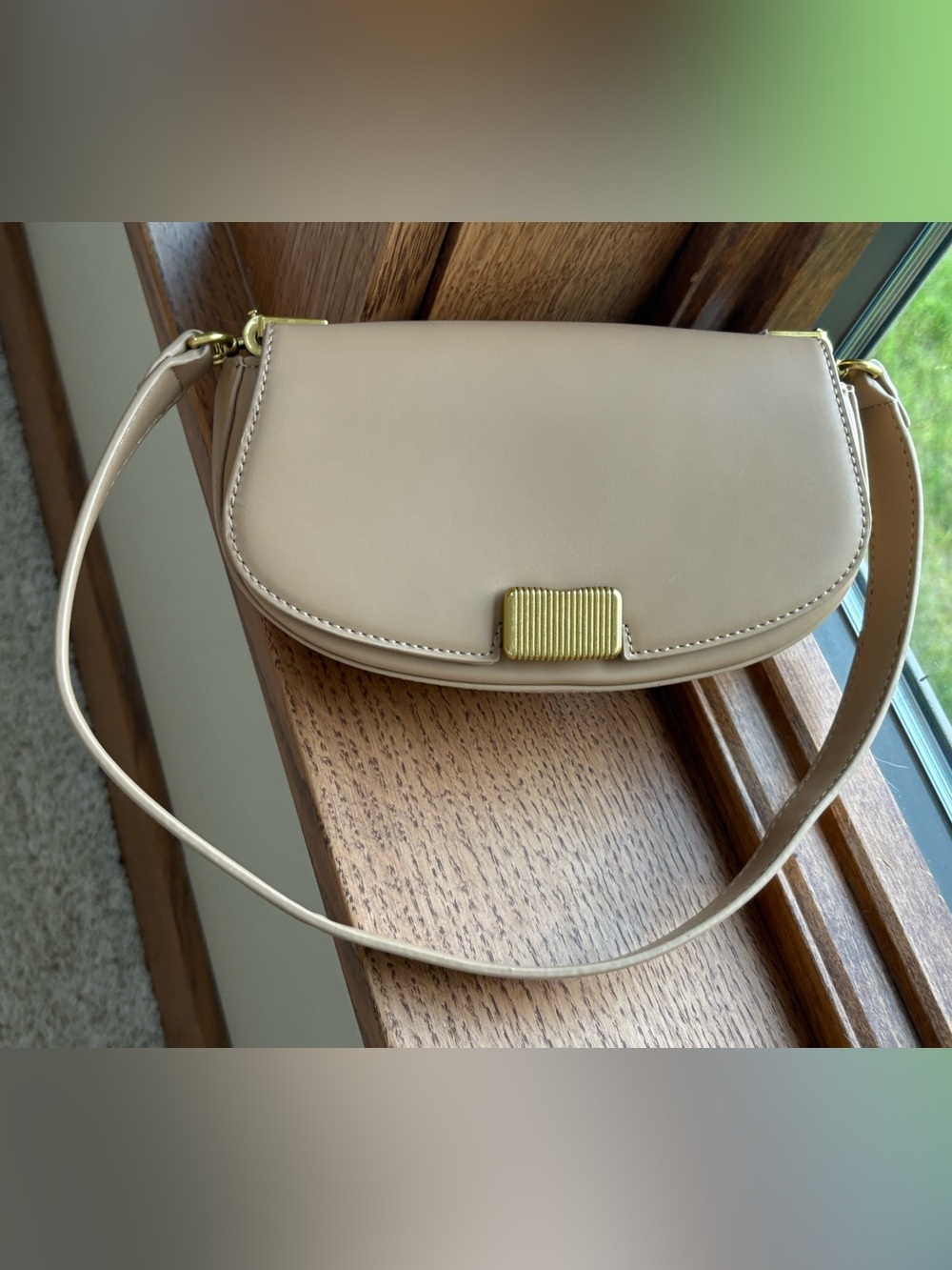 🌾 Rachel Zoe for Nordstrom Tan Nude Shoulder Bag Fold Over Gold Hardware
